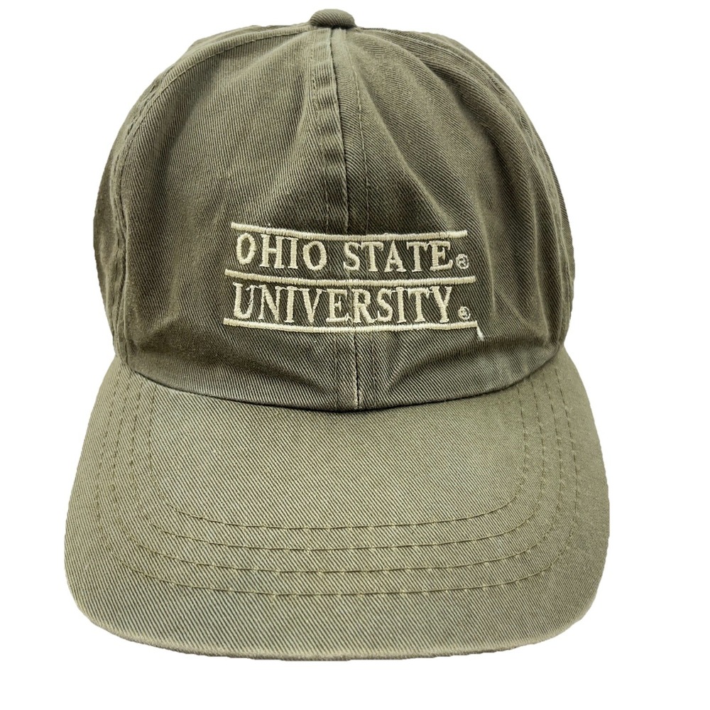 Vintage Ohio Bobcats Hat Cap Strap Back Green Dad Adjustable State University